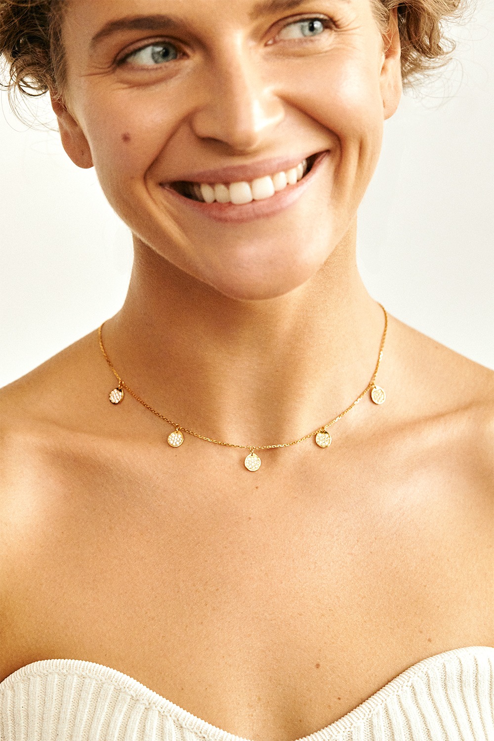 Necklaces Flat Quintet Necklace, diamonds, yellow gold with fast delivery from Guzema