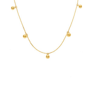 Quintet Orb Necklace, yellow gold