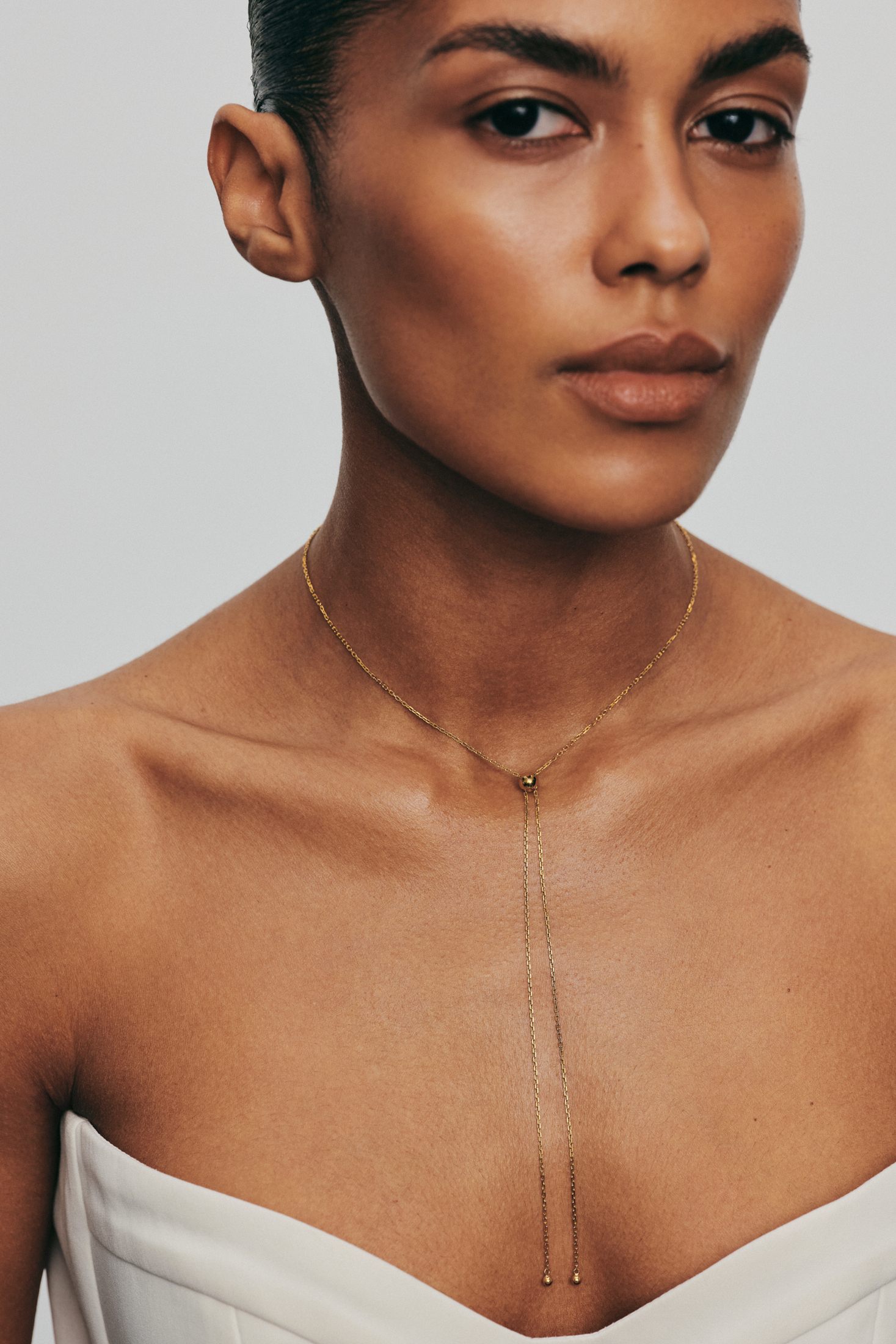 Necklaces Orbs Tie Necklace, yellow gold with fast delivery from Guzema