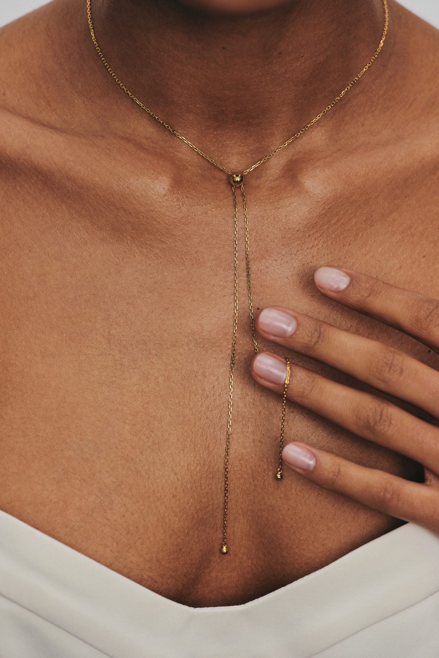 Exclusive Necklaces Orbs Tie Necklace, yellow gold from Guzema