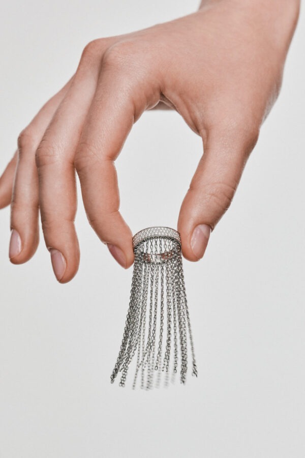 Rings Chainfall Ring, diamonds, white gold with modern design available now