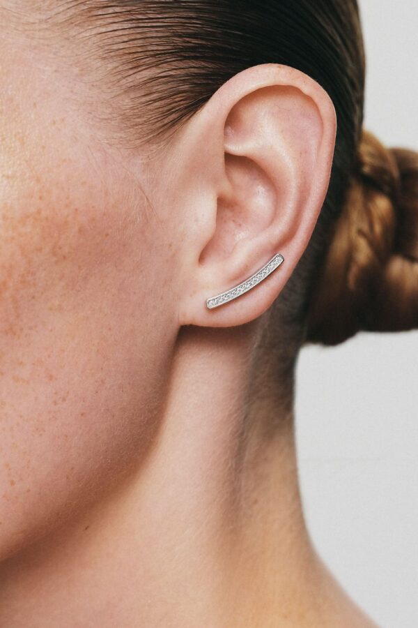 Earrings Bold Arc Earrings, diamonds, white gold with timeless design by Guzema