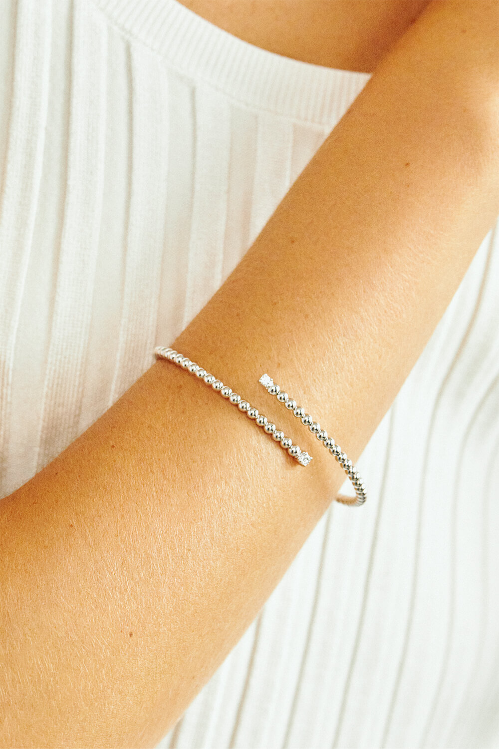 Bracelets Duo spiral bracelet, diamonds, white gold for everyday elegance