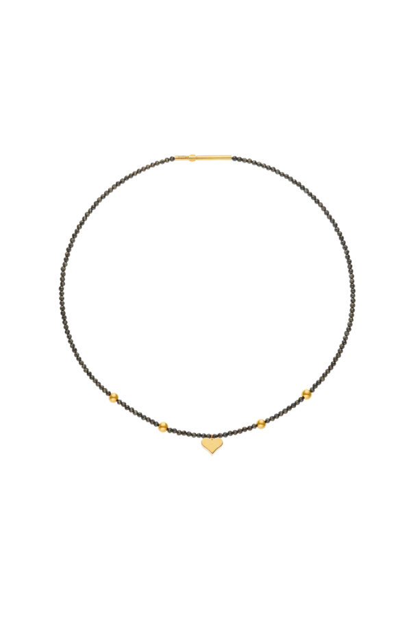 Custom Necklaces Heart Accent Gems Necklace, yellow gold for a luxurious style