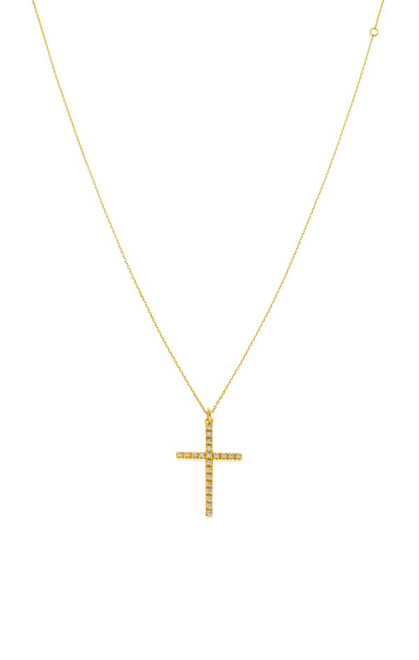Custom Necklaces Grand Cross, diamonds, yellow gold for a luxurious style