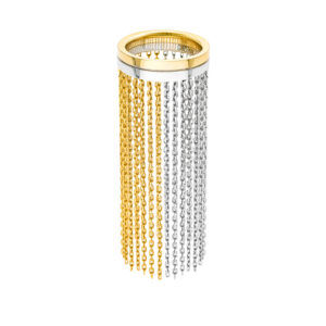 Long Chainfall Ring, white/yellow gold