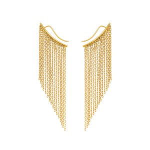 Mid Chainfall Earrings, yellow gold
