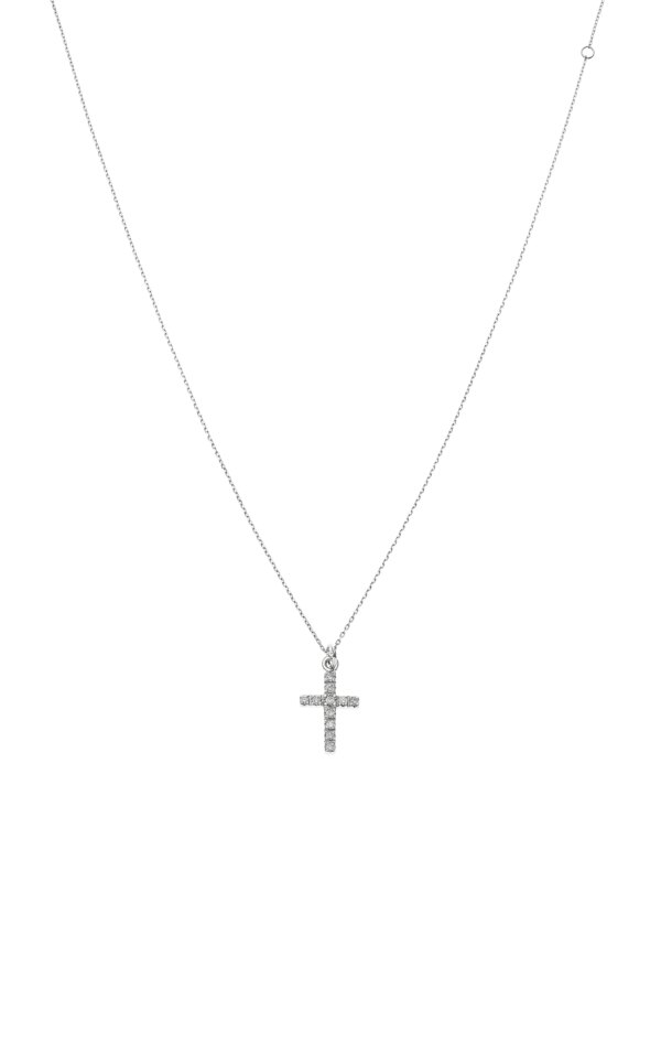 Custom Necklaces Petit Cross, diamonds, white gold for a luxurious style