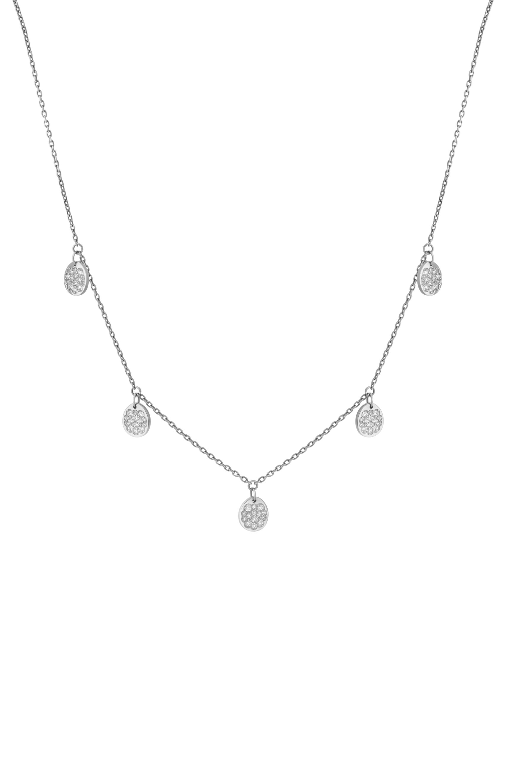 Exclusive Necklaces Flat Quintet Necklace, diamonds, white gold from Guzema