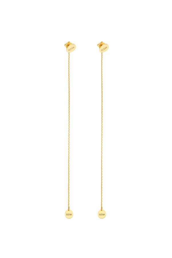 Earrings Duo Flat Transformer Earrings, yellow gold with timeless design by Guzema