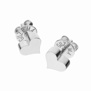 Puffed Heart Earrings, white gold