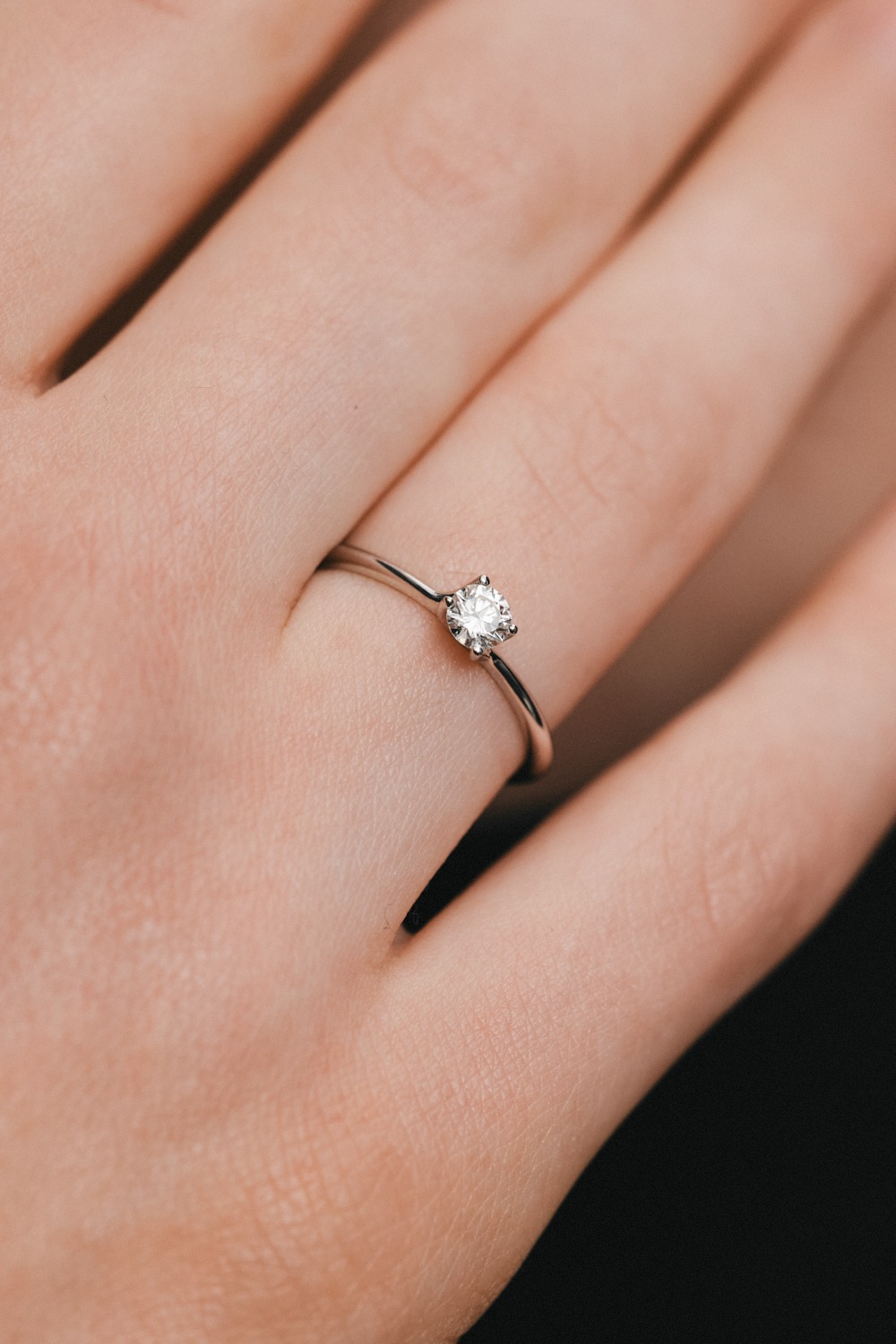 Rings Solo Diamond Beaded Ring, white gold with modern design available now