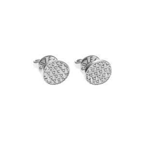 Flat Earrings, diamonds, 8 mm, white gold