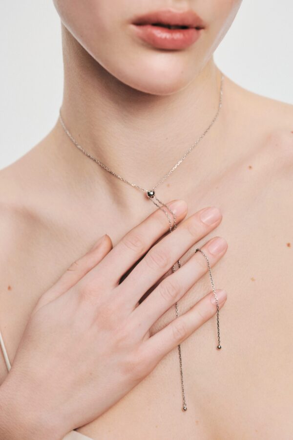 Exclusive Necklaces Orbs Tie Necklace, white gold from Guzema