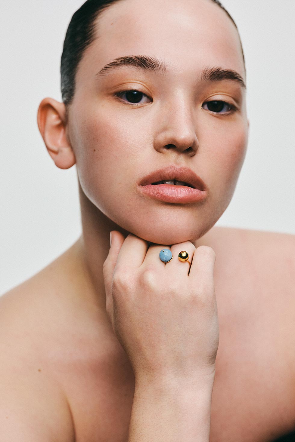 Rings Duo Celestial Blue Ring, yellow gold with modern design available now