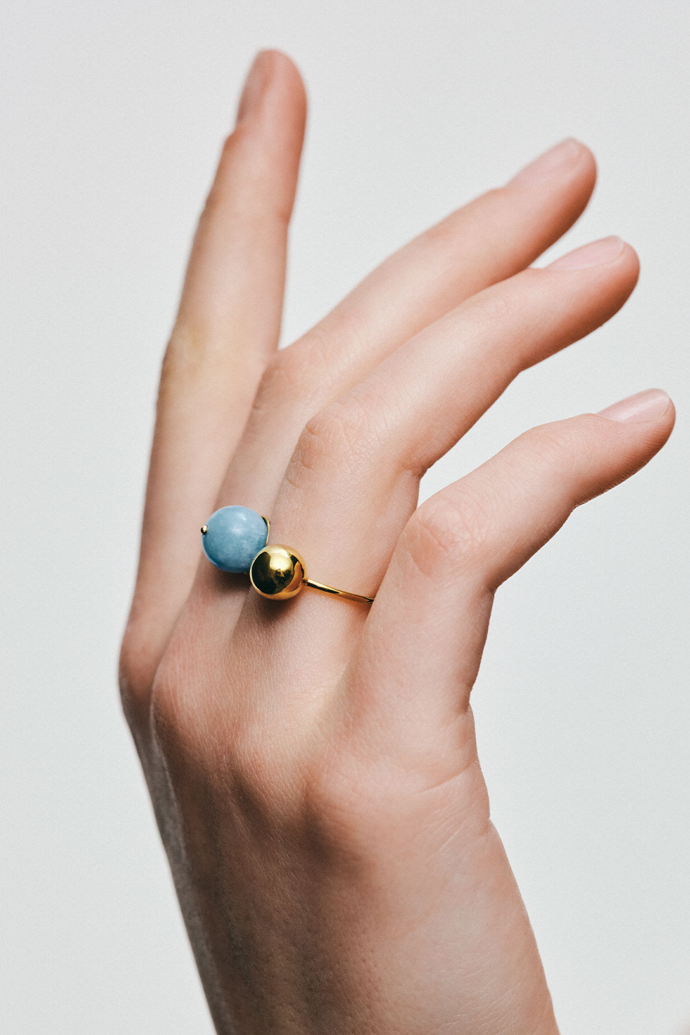 Rings Duo Celestial Blue Ring, yellow gold with modern design available now