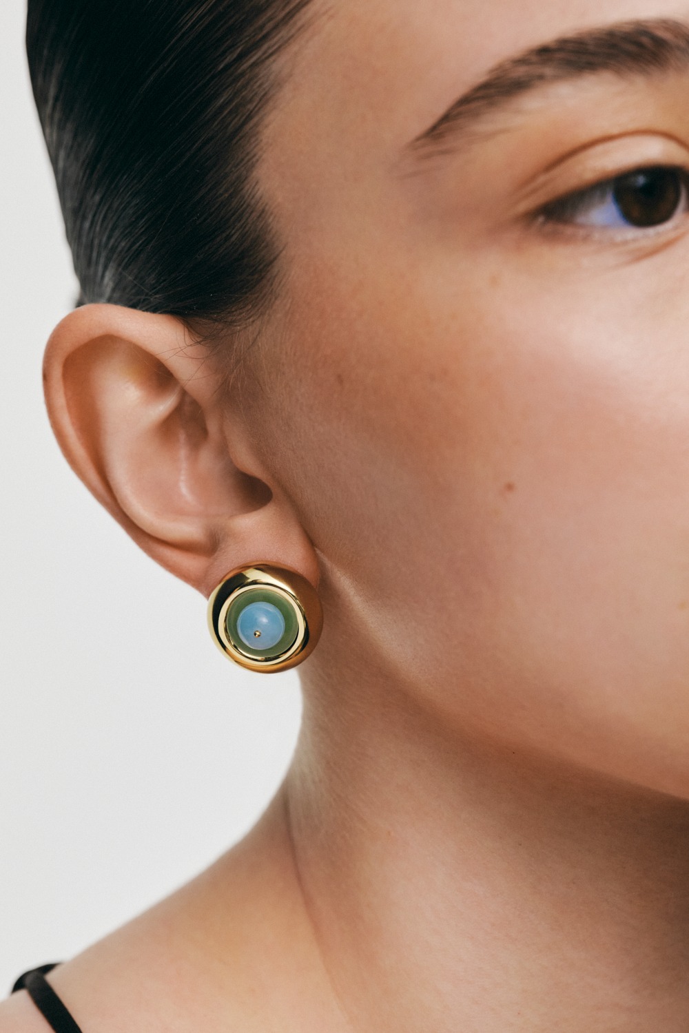 Earrings Celestial Blue Stud Earrings, yellow gold for a unique and sophisticated look