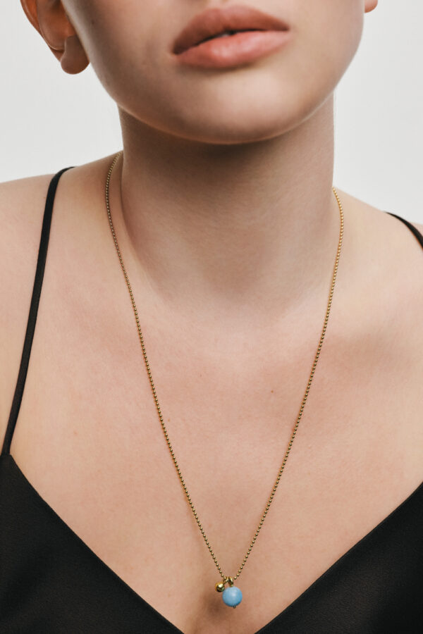 Custom Necklaces Celestial Blue Charm Necklace, yellow gold for a luxurious style