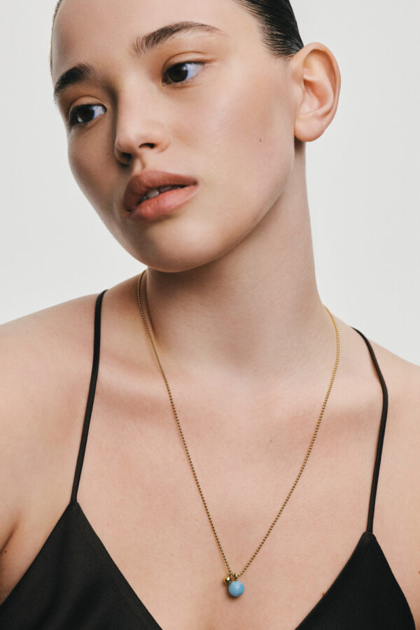 Exclusive Necklaces Celestial Blue Charm Necklace, yellow gold from Guzema