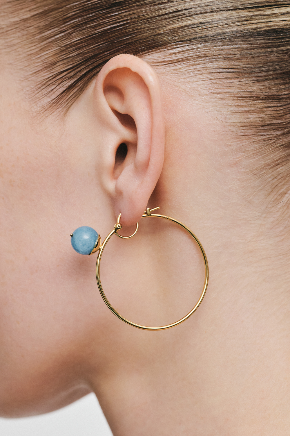 Earrings Celestial Blue Hoop Earrings, yellow gold with timeless design by Guzema