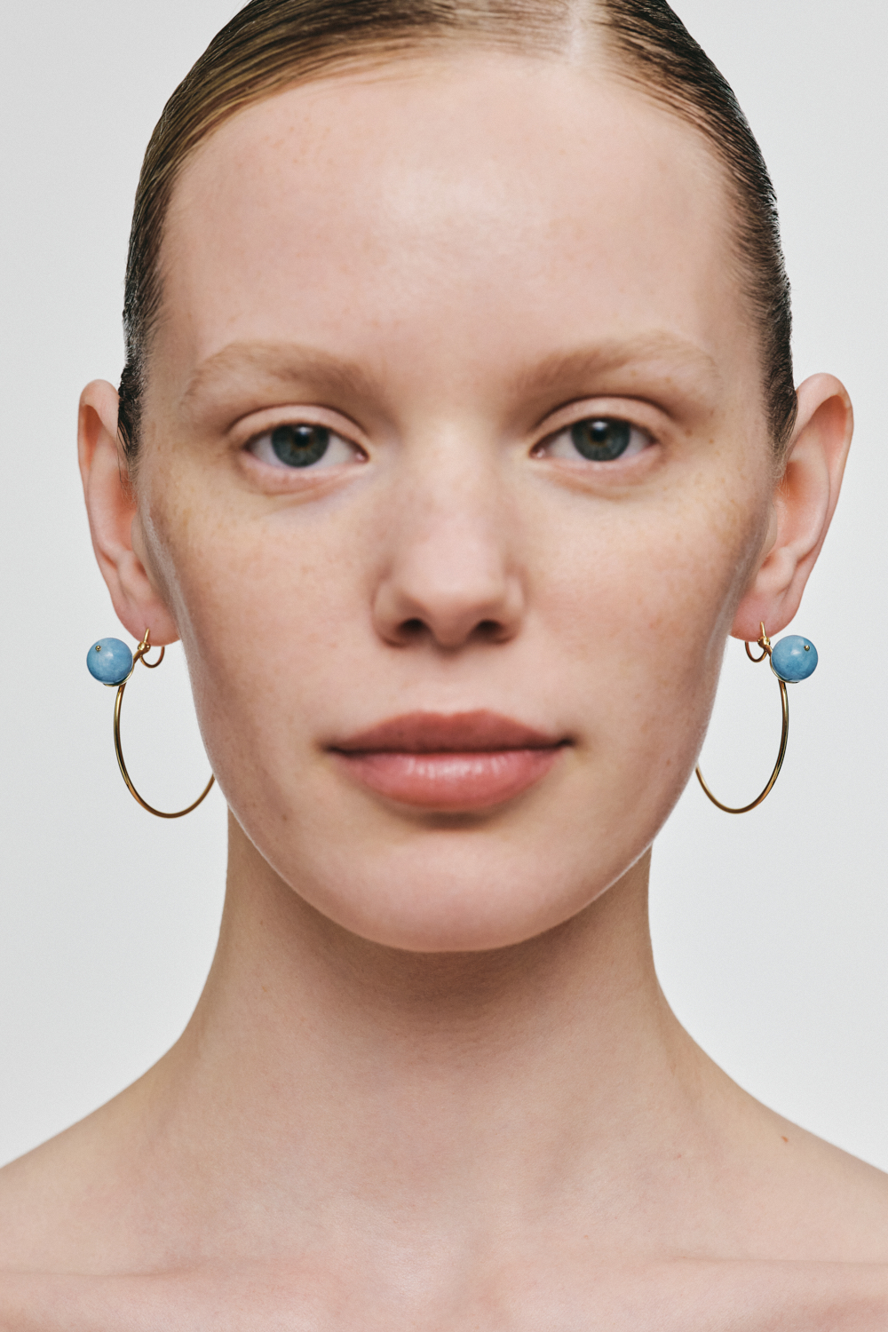 Earrings Celestial Blue Hoop Earrings, yellow gold for stylish and elegant looks