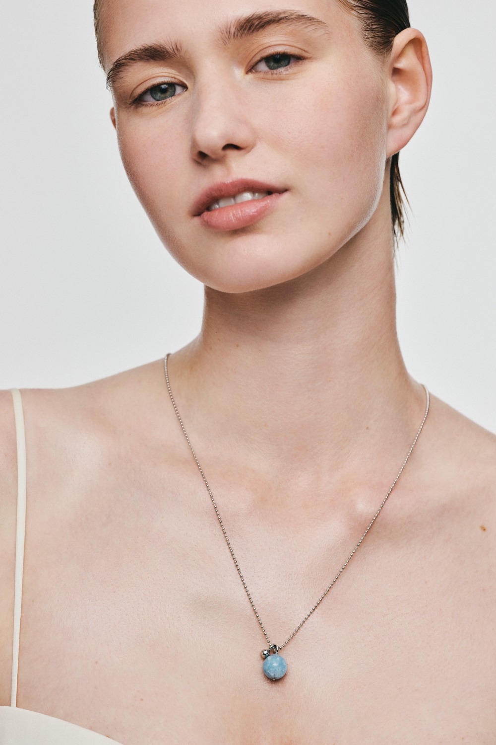 Exclusive Necklaces Celestial Blue Charm Necklace, white gold from Guzema