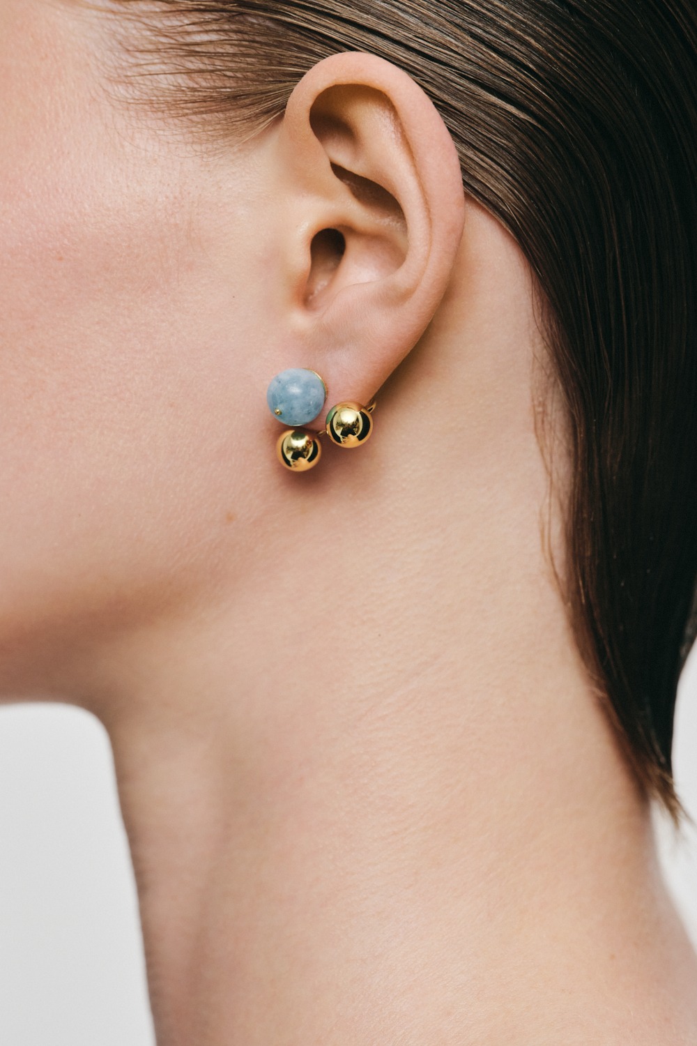 Earrings Trio Celestial Blue Earrings, yellow gold for a unique and sophisticated look