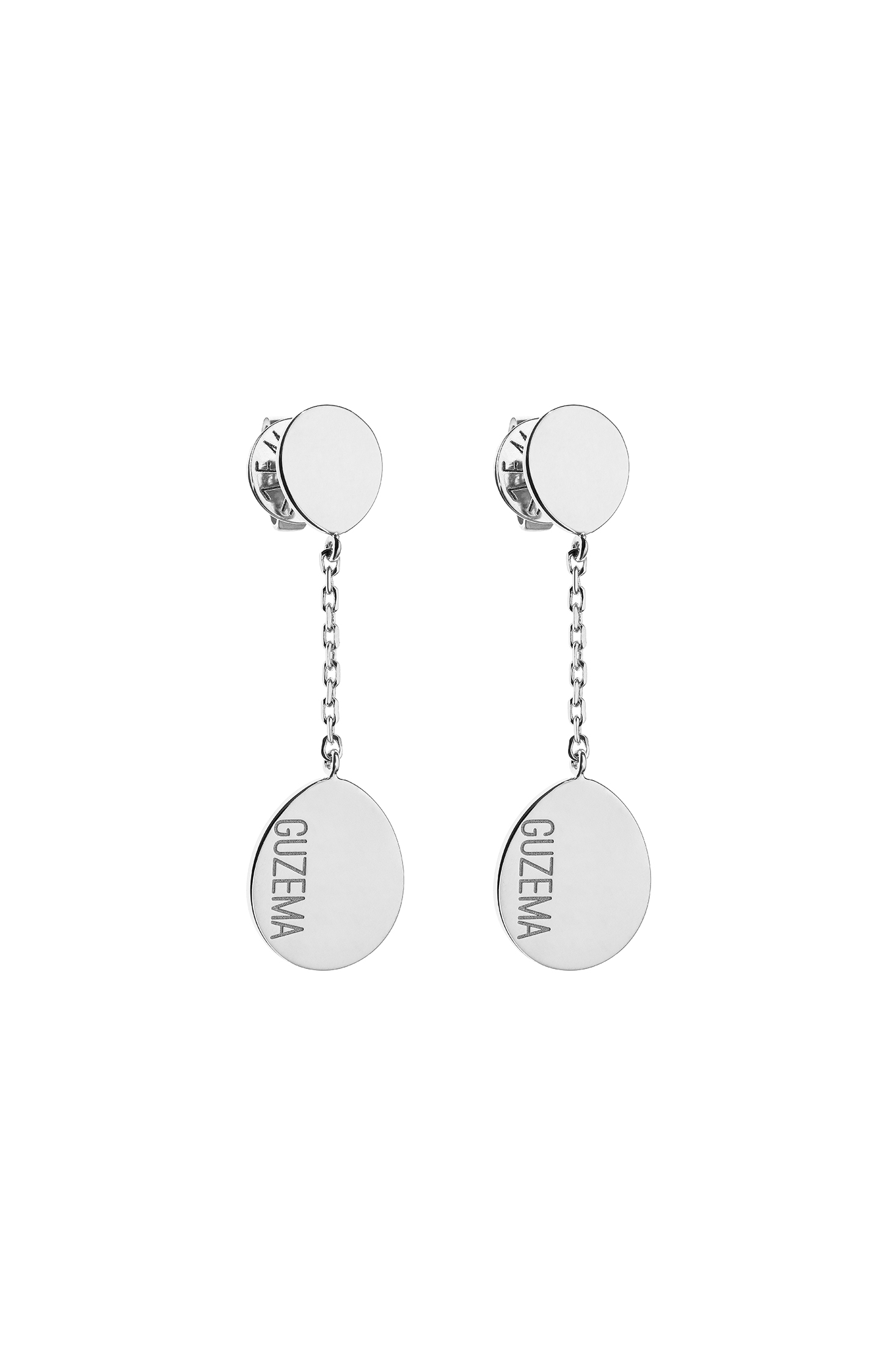 Earrings Flat Drop Earrings, white gold with timeless design by Guzema