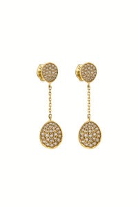 Earrings Flat Drop Earrings, diamonds, yellow gold for a unique and sophisticated look