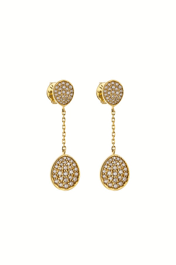 Earrings Flat Drop Earrings, diamonds, yellow gold for a unique and sophisticated look