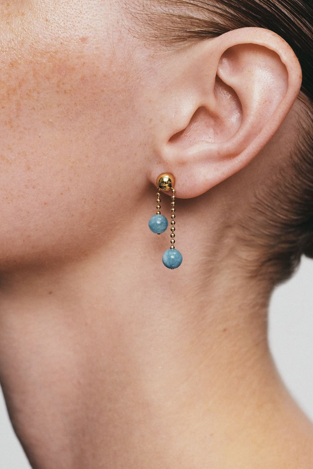 Earrings Celestial Blue Duo Drop Earrings, yellow gold for a unique and sophisticated look