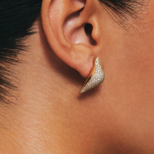 Bird Girl Stud Earrings, diamonds, yellow gold