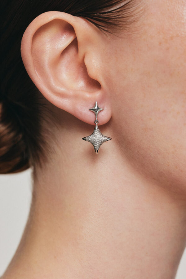 Earrings Star Drop Earrings, diamonds, white gold for a unique and sophisticated look