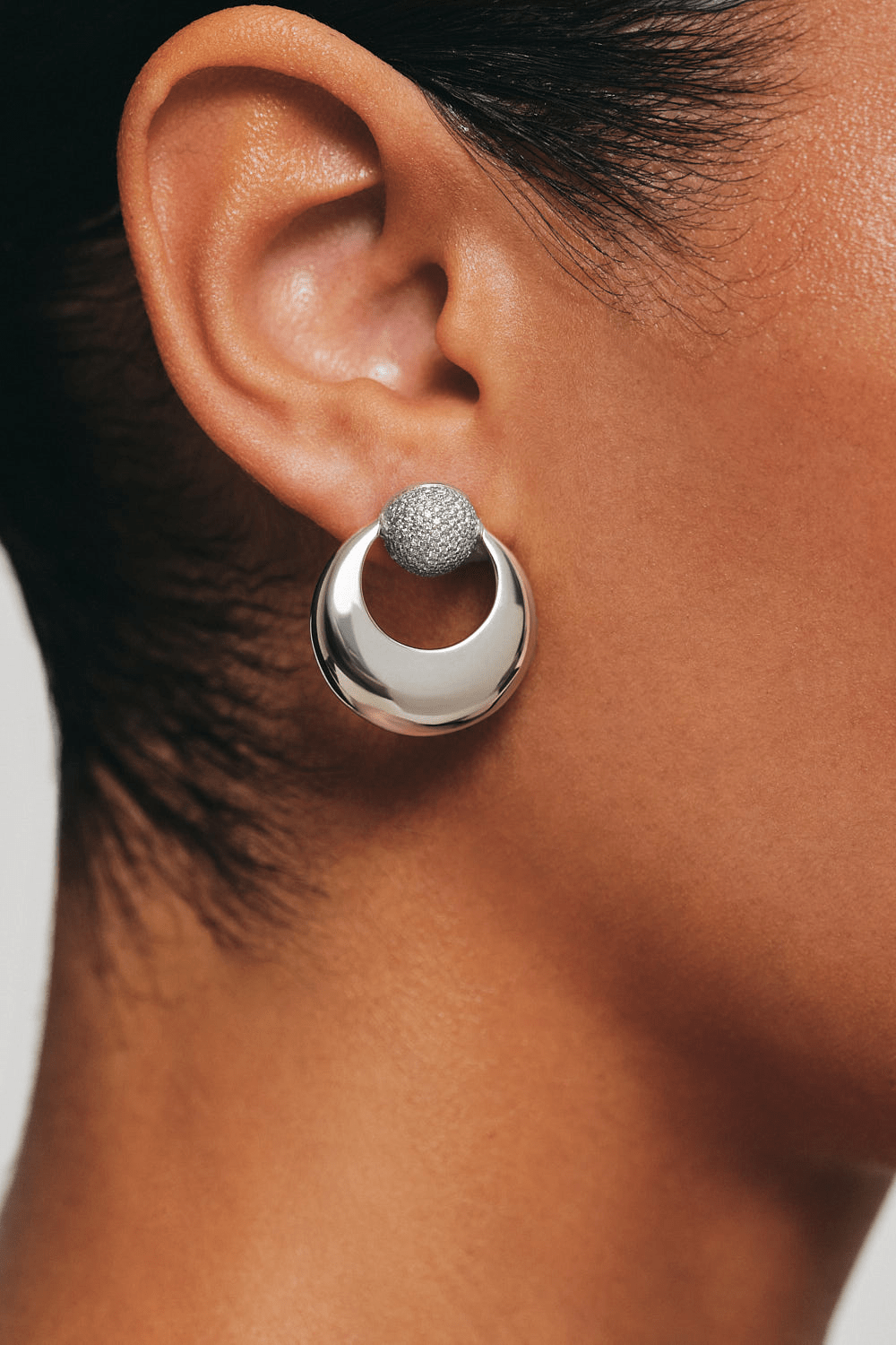 Earrings Moon and Sun Stud Earrings, diamonds, white gold for stylish and elegant looks