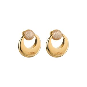 Moon and Sun Stud Earrings, diamonds, yellow gold