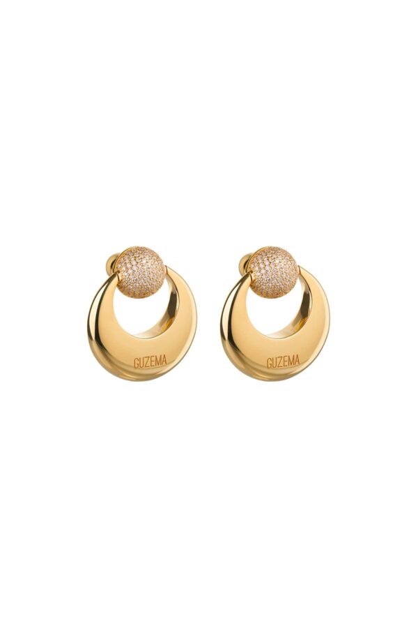 Earrings Moon and Sun Stud Earrings, diamonds, yellow gold for a unique and sophisticated look