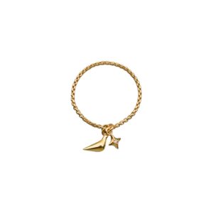 Bird Girl Charm Ring, yellow gold