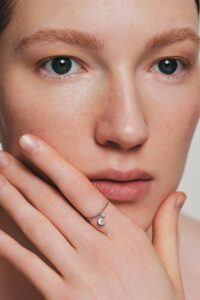 Rings Moon Charm Ring, diamonds, white gold with luxury craftsmanship from Guzema