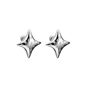 Cluster Star Stud Earrings, diamonds, white gold