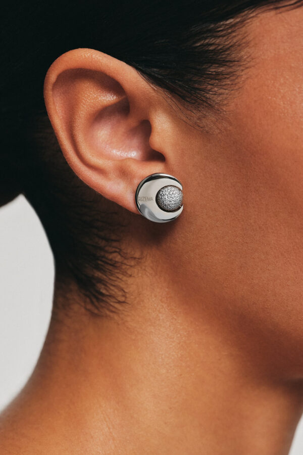 Earrings Moon and Sun Stud Earrings, diamonds, white gold for stylish and elegant looks