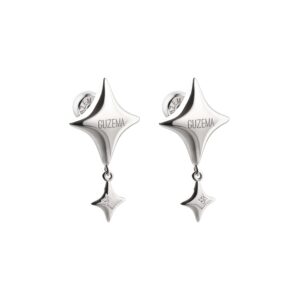 Star Drop Earrings with a diamond, white gold