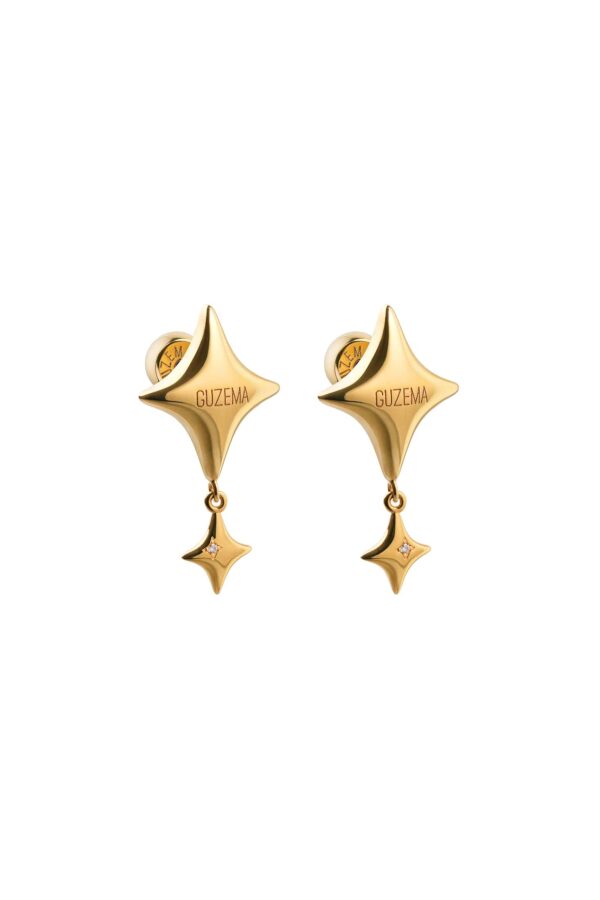 Earrings Star Drop Earrings with a diamond, yellow gold for a unique and sophisticated look