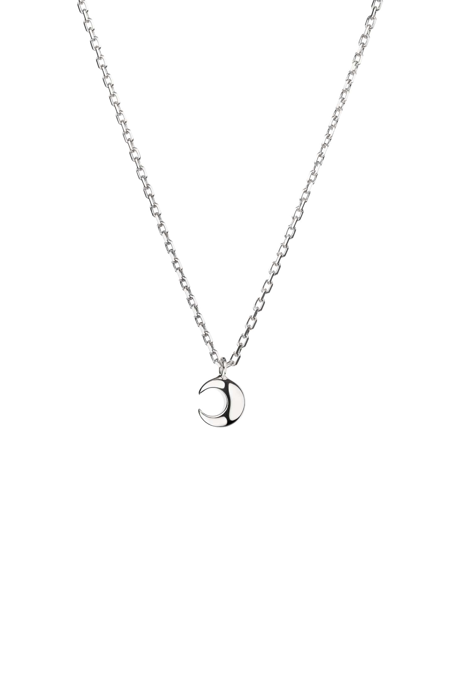 Custom Necklaces Mini Moon Pendant, white gold for a luxurious style