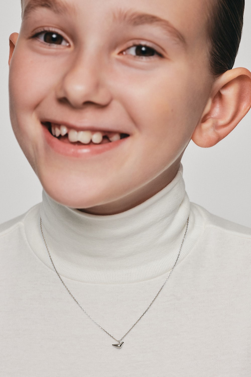 Custom Necklaces Mini Bird Girl Pendant, white gold for a luxurious style