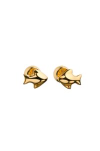 Earrings Fish Stud Earrings, yellow gold with timeless design by Guzema