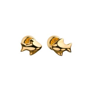 Fish Stud Earrings, yellow gold