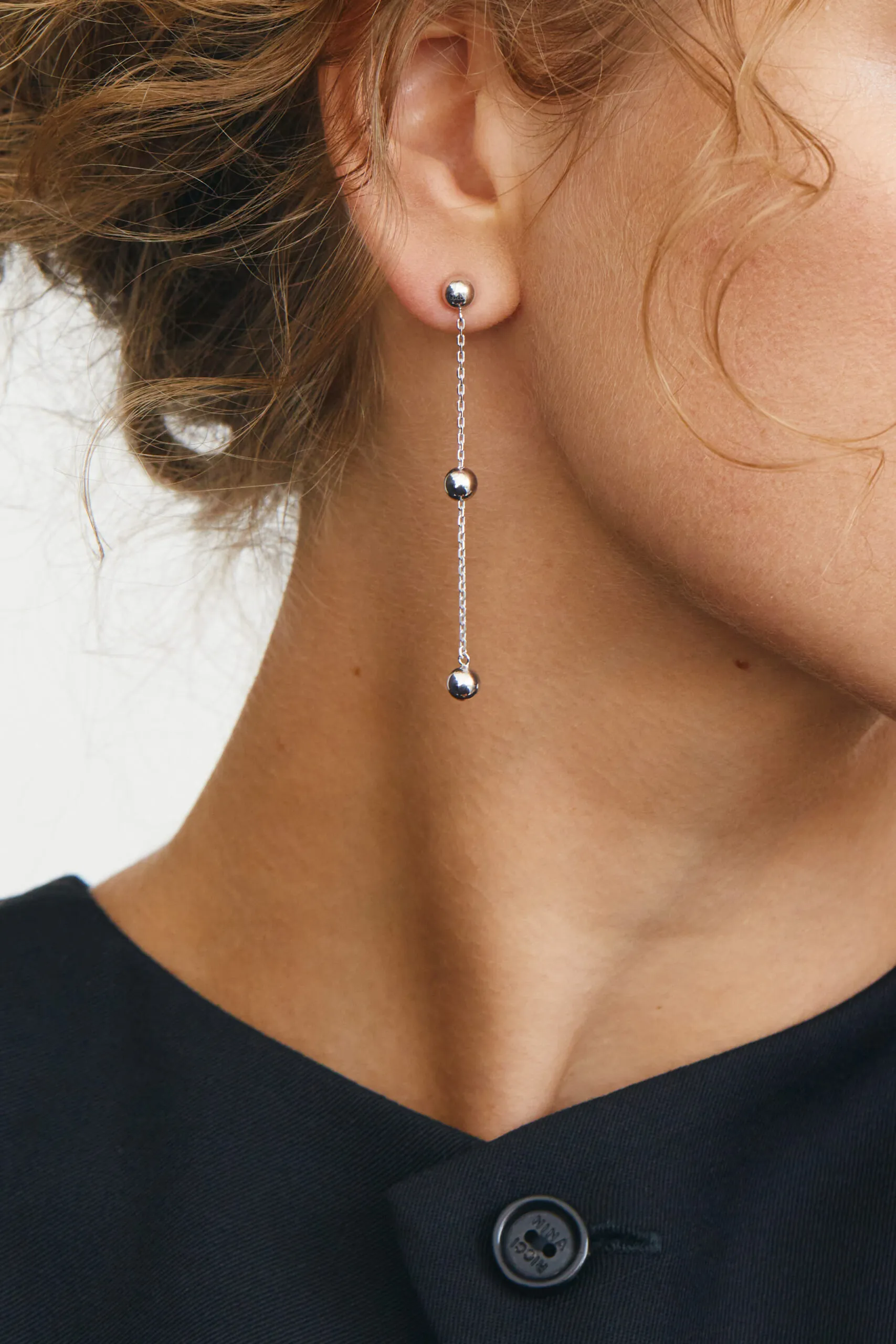 Earrings Trio Chain Transformer Earrings, white gold for stylish and elegant looks