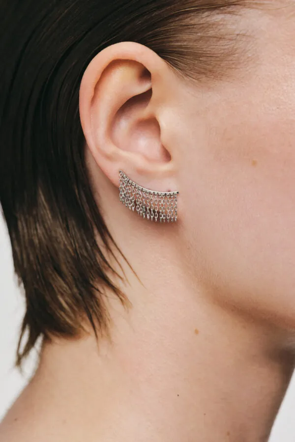 Earrings Short Chainfall Earrings, white gold for stylish and elegant looks