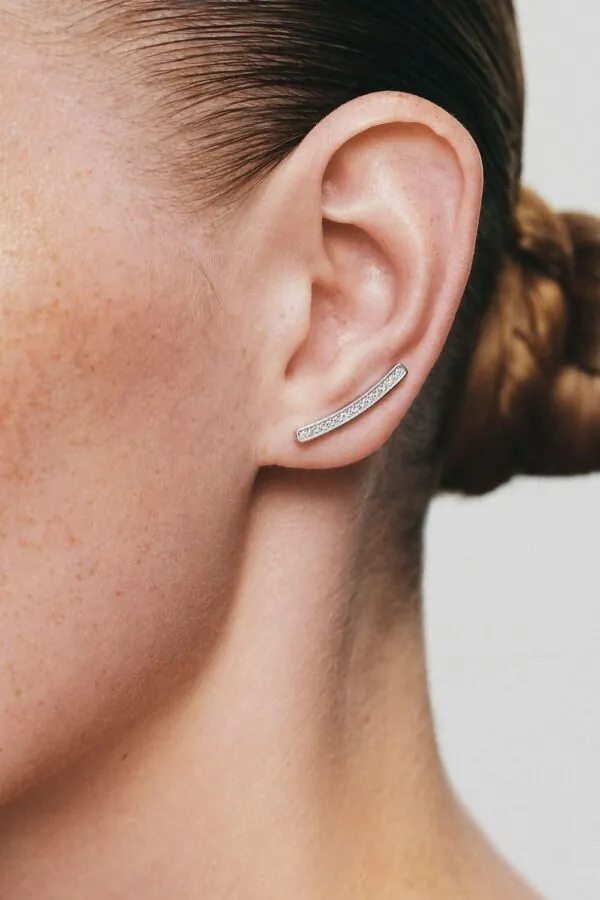 Earrings Bold Arc Earrings, diamonds, white gold with timeless design by Guzema