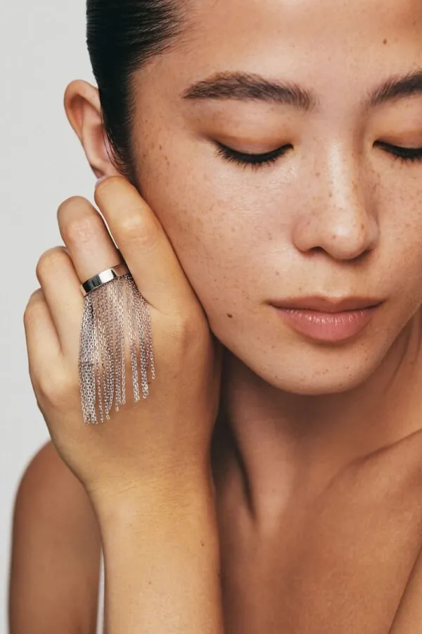 Rings Long Chainfall Ring, diamonds, white gold available online with expert craftsmanship